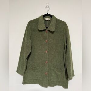 Territory Ahead VTG Olive Green Knit Shacket Jacket Size Large 90s Y2K Cozy